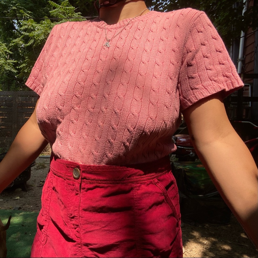 Pastel Pink Tommy Hilfiger Braided Sweater Top